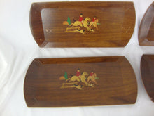 Load image into Gallery viewer, Vintage Haskelite Horse Hound Equestrian Rectangle Serving Trays Set of 4
