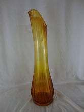 Load image into Gallery viewer, Vintage LE Smith Broken Column Amber Art Glass Swung Large Vase
