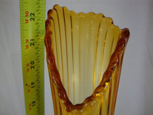 Load image into Gallery viewer, Vintage LE Smith Broken Column Amber Art Glass Swung Large Vase
