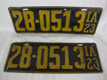 Load image into Gallery viewer, 1923 Iowa Matched Pair 28-0513 Car Tag Automobile License Plates
