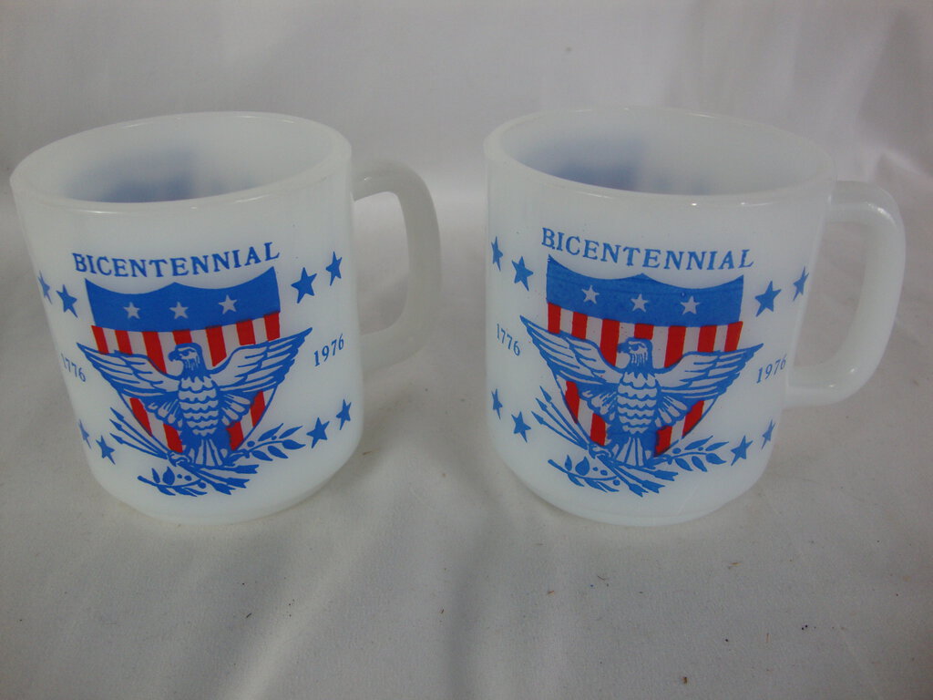 Vintage Glasbake 1776-1976 Bicentennial Coffee Tea Mugs