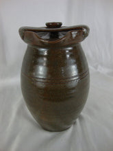 Load image into Gallery viewer, 2002 Bolick Art Pottery Brown Speckled Pitcher with Lid and Lid Guard
