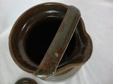 Load image into Gallery viewer, 2002 Bolick Art Pottery Brown Speckled Pitcher with Lid and Lid Guard
