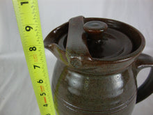 Load image into Gallery viewer, 2002 Bolick Art Pottery Brown Speckled Pitcher with Lid and Lid Guard
