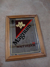 Load image into Gallery viewer, Vintage Magnum Malt Liquor Wood Frame Bar Mirror
