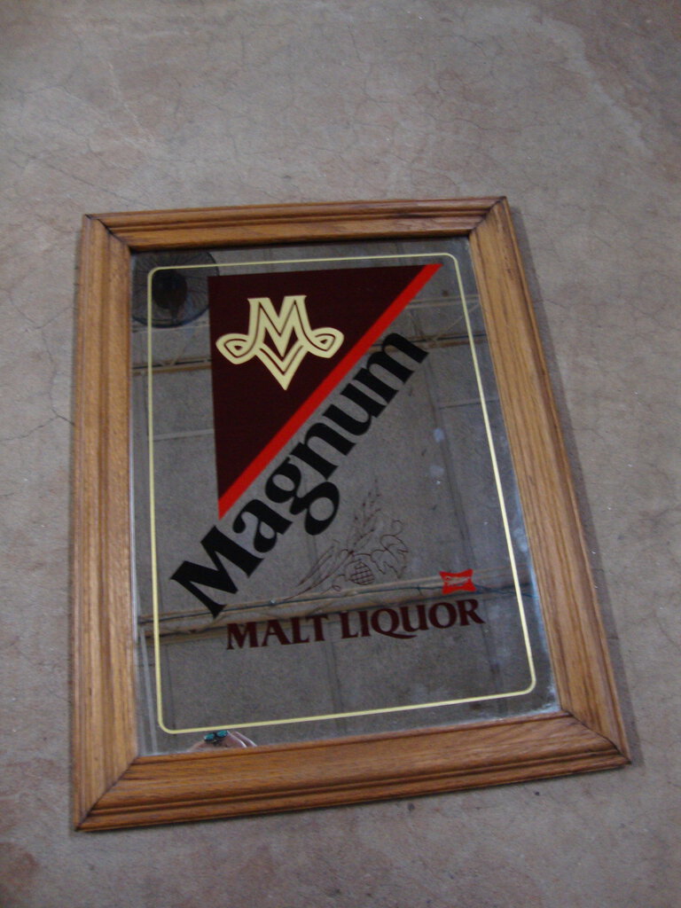 Vintage Magnum Malt Liquor Wood Frame Bar Mirror