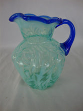 Load image into Gallery viewer, Vintage Fenton Opalescent Blue Fern Small Pitcher Signed W.C. Fenton
