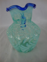 Load image into Gallery viewer, Vintage Fenton Opalescent Blue Fern Small Pitcher Signed W.C. Fenton
