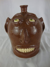 Load image into Gallery viewer, Early Marvin Bailey Folk Art Pottery Brown Ugly Face Jug
