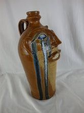 Load image into Gallery viewer, Randy Tobias Folk Art Pottery Brown Bearded with Blue/White Crying Eyes Ugly Face Jug
