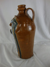 Load image into Gallery viewer, Randy Tobias Folk Art Pottery Brown Bearded with Blue/White Crying Eyes Ugly Face Jug
