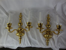 Load image into Gallery viewer, Vintage Brass Georgian Style Double Arm Candle Sconces Pair of 2
