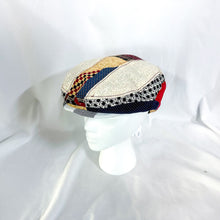 Load image into Gallery viewer, Medium Hand-Made Ponytail Opening Blue Cream Red Flat-Cap
