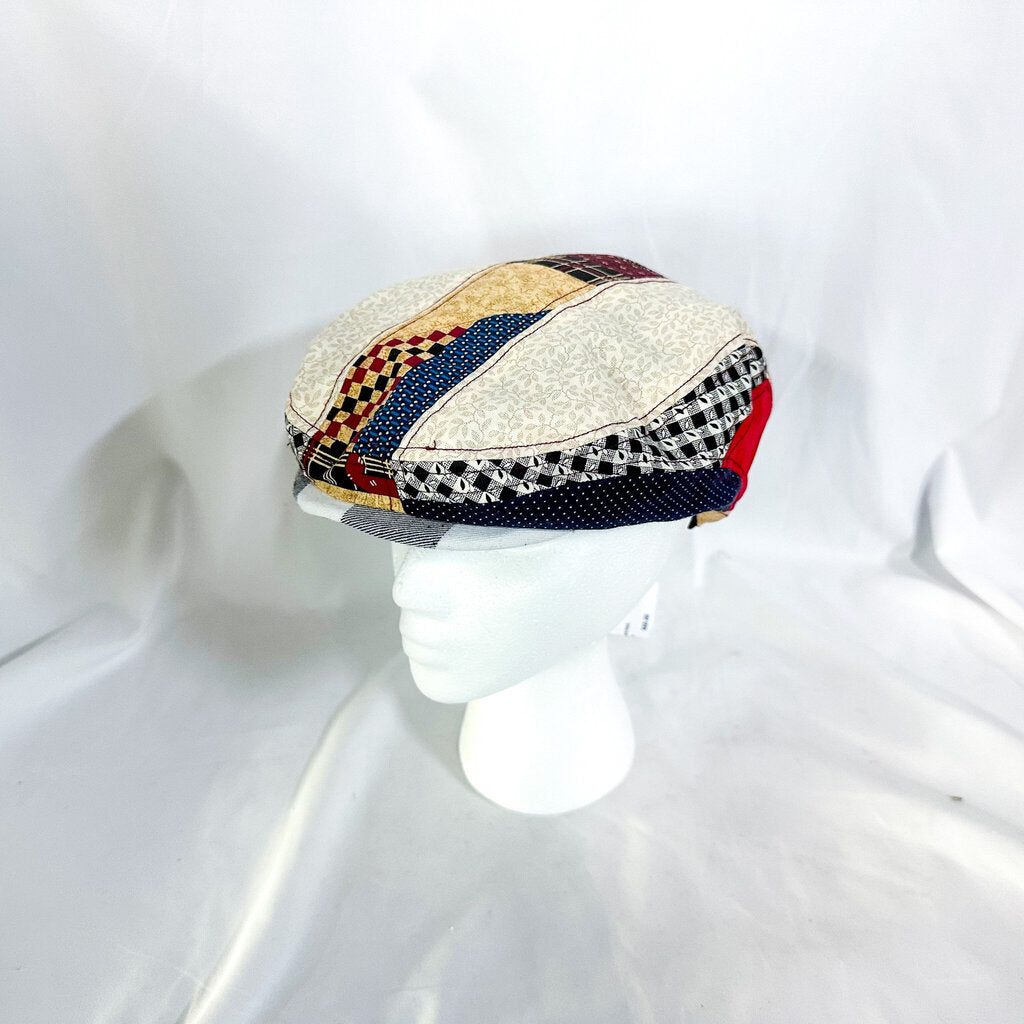 Medium Hand-Made Ponytail Opening Blue Cream Red Flat-Cap