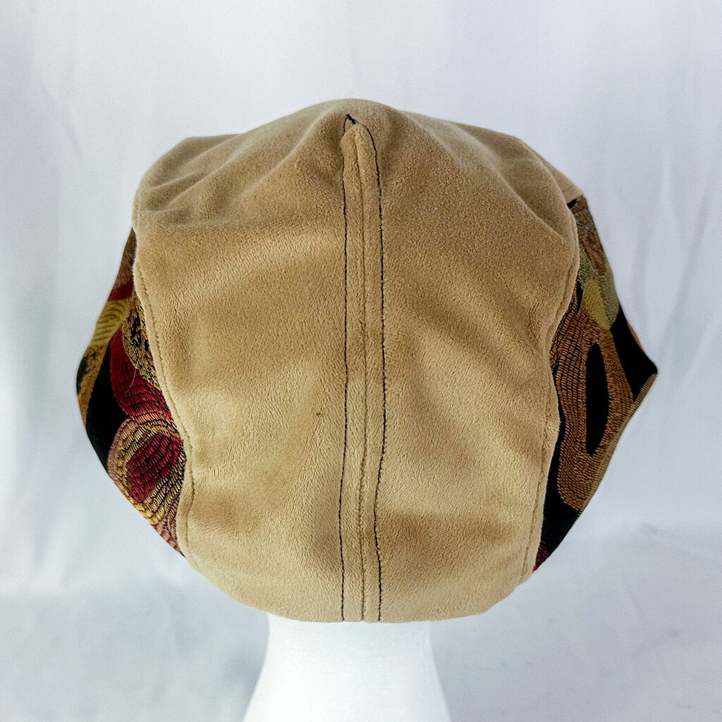 Large FlutterMaus Tan Faux Microsuede Flat Cap