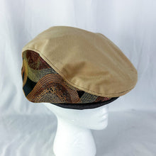 Load image into Gallery viewer, Large FlutterMaus Tan Faux Microsuede Flat Cap
