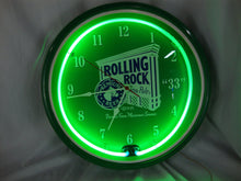 Load image into Gallery viewer, 1990 Rolling Rock Premium Beer Electric Fluorescent Light Bar Man Cave Clock
