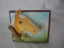 Load image into Gallery viewer, Vintage Palomino Horse Head with Flower Small Ceramic Planter Vase Pencil Holder
