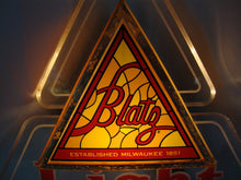 Load image into Gallery viewer, 1983 Blatz Light Beer Plexi &amp; Plastic Triangle Lighted Bar Beer Electric Sign
