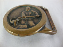 Load image into Gallery viewer, Vintage Doehler Jarvis Tech-Ether Guild Brass Foundry Worker Round Belt Buckle
