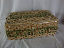 Load image into Gallery viewer, Vintage Penney&#39;s Japan Large Woven Sewing basket with Lid and Swing Handle
