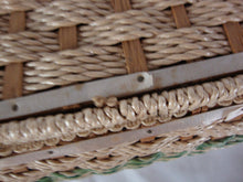 Load image into Gallery viewer, Vintage Penney&#39;s Japan Large Woven Sewing basket with Lid and Swing Handle
