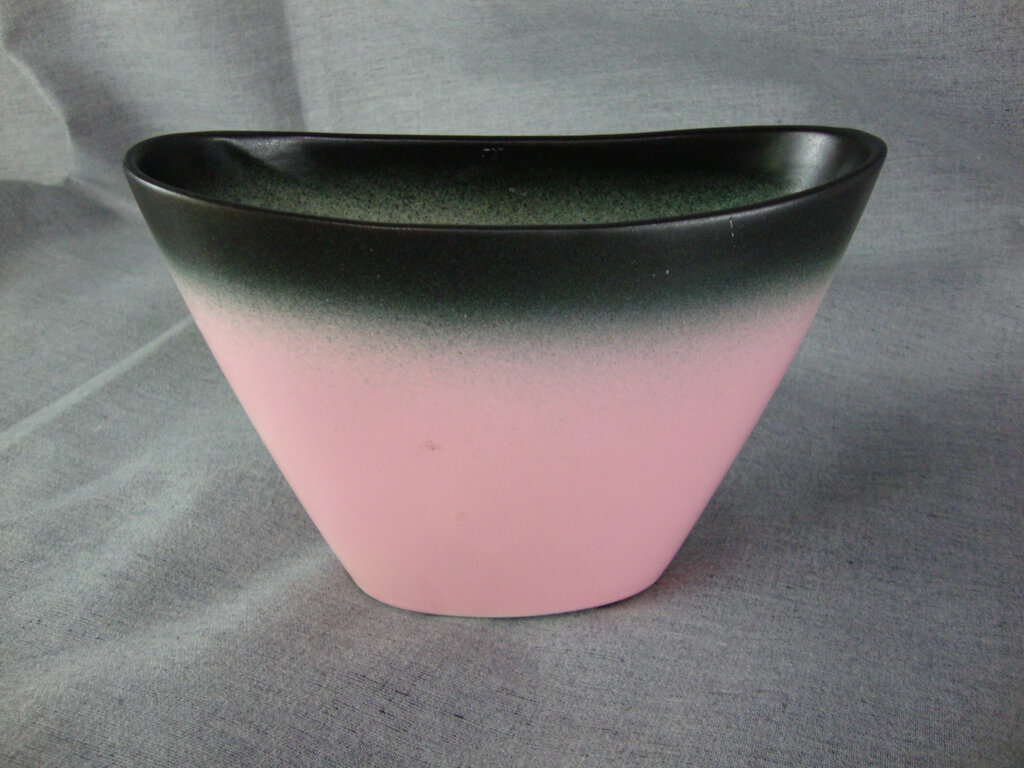 MCM Stanford Sebring Pink Black Ceramic Planter Vase