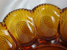 Load image into Gallery viewer, Vintage Indiana Amber Glass 15 Deviled Egg Serving Plate Platter Hobnail
