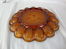 Load image into Gallery viewer, Vintage Indiana Amber Glass 15 Deviled Egg Serving Plate Platter Hobnail
