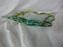 Load image into Gallery viewer, Vintage Art Glass Controlled Bubble Aqua Gold Glass Ashtray
