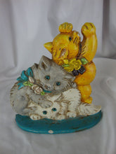 Load image into Gallery viewer, Vintage Taiwan Cast Iron Three Kittens Door Stop
