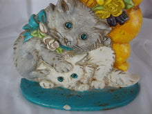 Load image into Gallery viewer, Vintage Taiwan Cast Iron Three Kittens Door Stop
