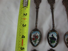 Load image into Gallery viewer, Vintage Monthly Flower Collector Spoons (12) with Wood Wall Display Shelf
