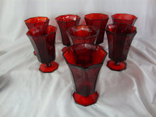 Load image into Gallery viewer, Vintage Independence Octagonal Ruby Red Iced Tea Water Goblet Set of 8
