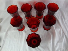 Load image into Gallery viewer, Vintage Independence Octagonal Ruby Red Iced Tea Water Goblet Set of 8
