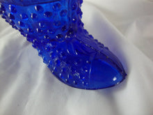 Load image into Gallery viewer, Vintage Cobalt Blue Hobnail Glass Victorian Shoe Slipper with Lid Candy Trinket Dish
