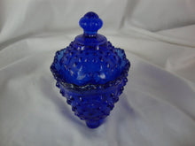 Load image into Gallery viewer, Vintage Cobalt Blue Hobnail Glass Victorian Shoe Slipper with Lid Candy Trinket Dish
