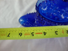 Load image into Gallery viewer, Vintage Cobalt Blue Hobnail Glass Victorian Shoe Slipper with Lid Candy Trinket Dish
