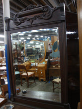 Load image into Gallery viewer, Antique Tiger Oak Lowboy with Attached Oversized Mirror
