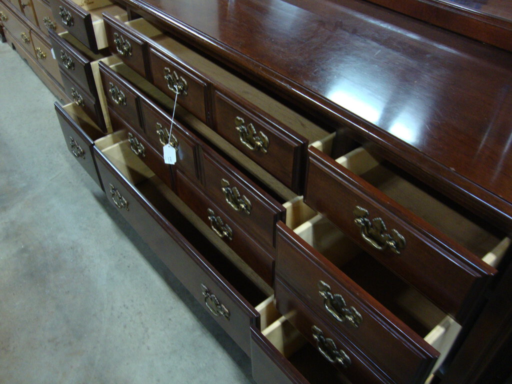 vintage american drew dresser Vintage American Drew Nine Drawer Dresser With Detachable Mirror