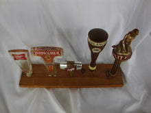 Load image into Gallery viewer, Vintage Schlitz, Erlanger, Budweiser, Miller, Beer Tap Handles (5) Mounted on Wood Board
