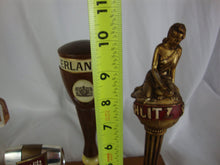 Load image into Gallery viewer, Vintage Schlitz, Erlanger, Budweiser, Miller, Beer Tap Handles (5) Mounted on Wood Board
