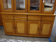 Load image into Gallery viewer, Vintage Oak Two Piece Lighted China Display Cabinet
