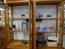 Load image into Gallery viewer, Vintage Oak Two Piece Lighted China Display Cabinet
