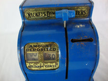 Load image into Gallery viewer, Vintage Uncle Sam&#39;s Blue Tin Cash Register Mechanical Coin Bank
