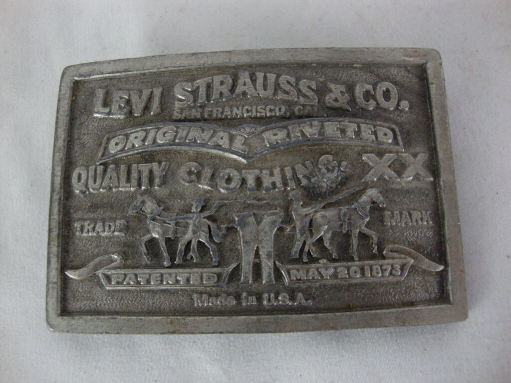 1976 Bergamot Brass Works Levi Strauss & Co. Metal Belt Buckle