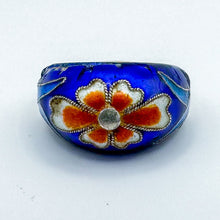 Load image into Gallery viewer, Vintage Chinese Cloisonne Domed Sterling Silver Enamel Flower Ring, Size 7
