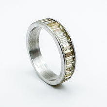 Load image into Gallery viewer, Vintage Sterling Silver Clear Stone Eternity Band Ring, Size 7.75
