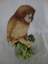 Load image into Gallery viewer, Vintage Andrea by Sadek Porcelain Elf Owl with Berry Leaf Base Figurine
