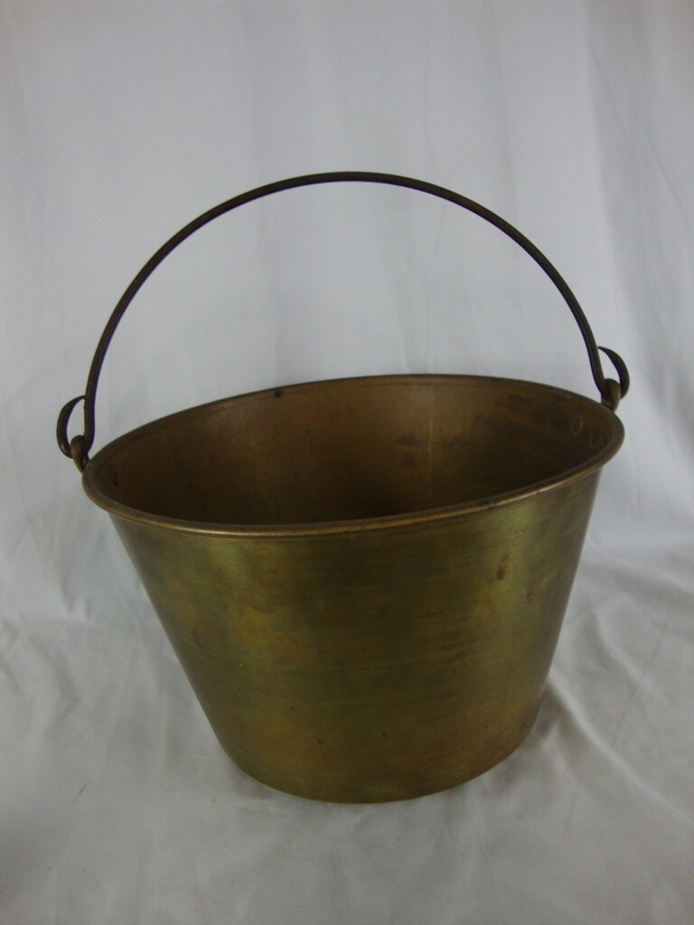 Vintage HW Hayden Brass Round Bottom Bucket with Metal Swing Handle